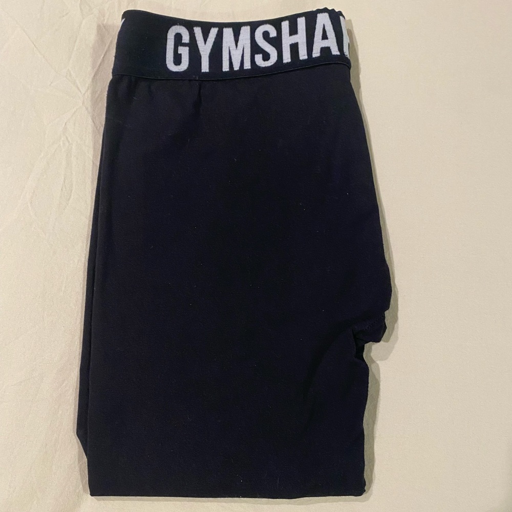 Gymshark Black Leggings with White Waistband Letters Size Small